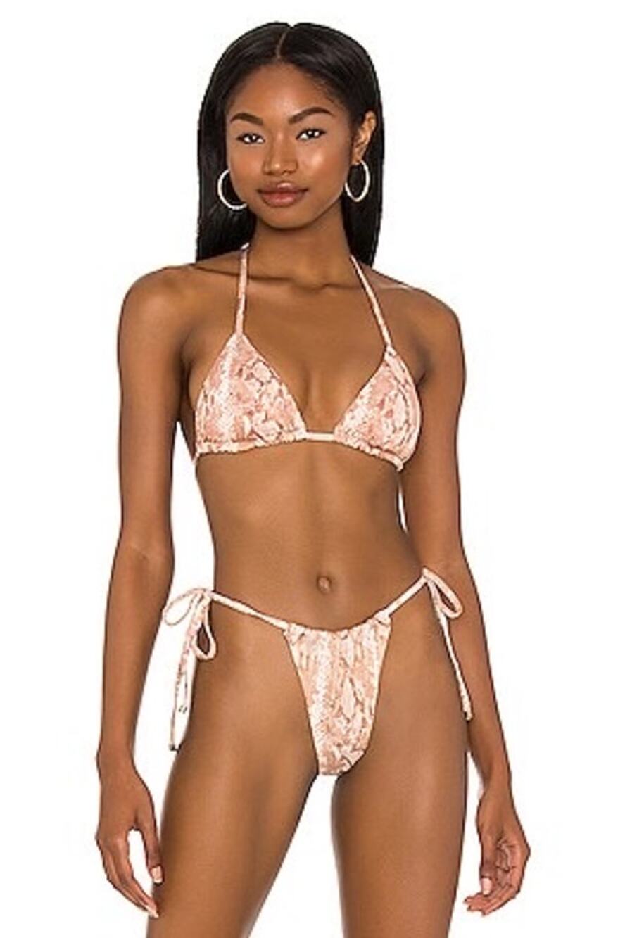 Vitamin A Gia Tan Snake Skin Animal Print Triangle Two Piece Bikini Set Sz S